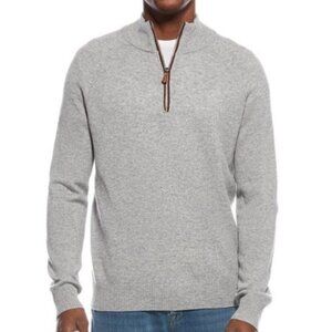 MAGASCHONI Cashmere Half Zip Sweater in Light Grey
